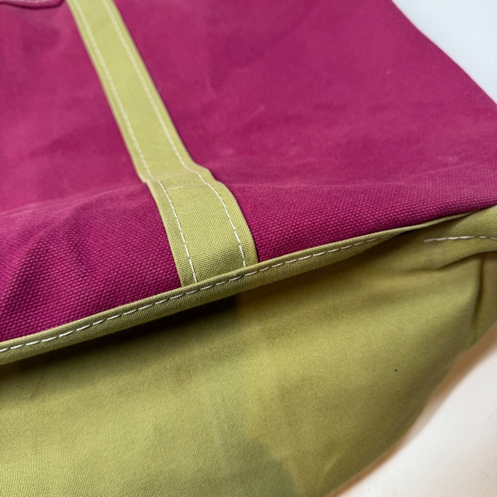 LL bean Boat And Tote Vintage Bag Large Color Block Monogram Canvas Fuchsia - Picture 5 of 16